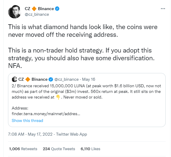 "钻石之手" CZ Binance