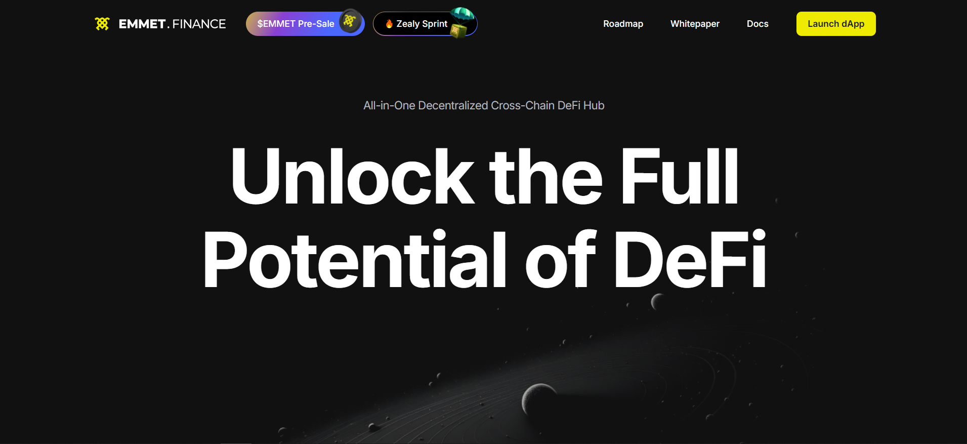 El sitio web de Emmet Finance detalla las soluciones de estaca DeFi entre cadenas, un punto destacado de la próxima preventa de criptomonedas 2025 de abril