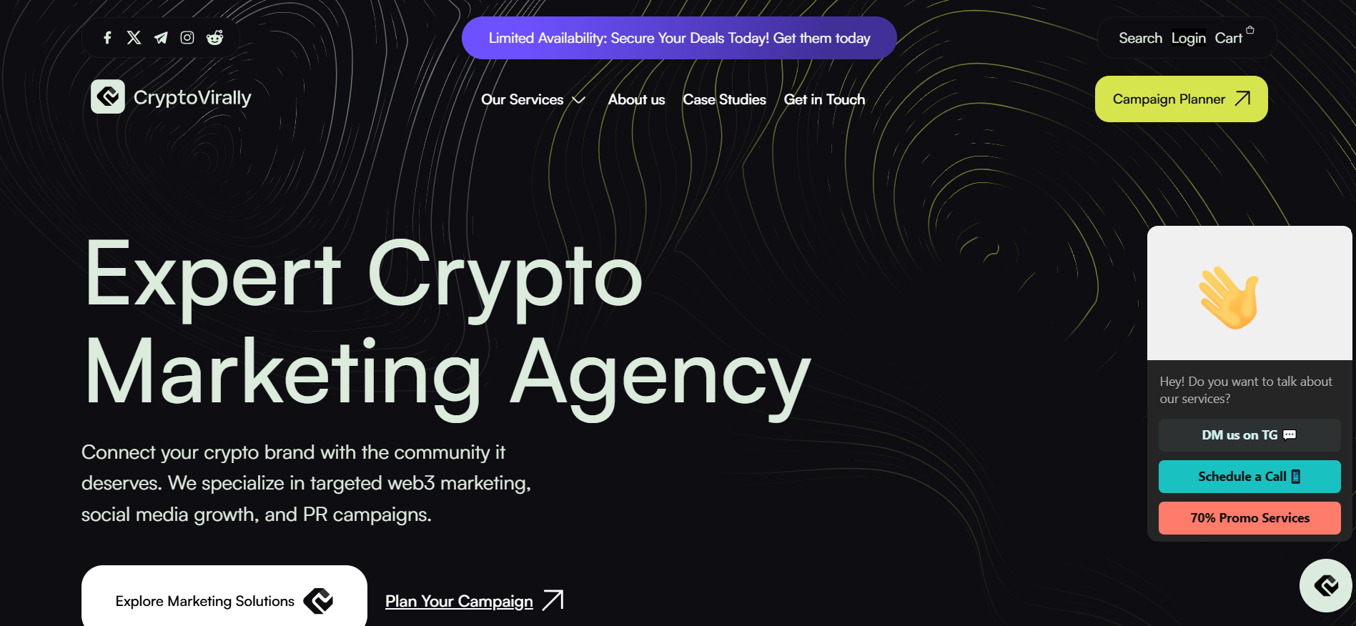 CryptoVirally website featuring guaranteed press coverage services from an affordable best crypto marketing agency in USA