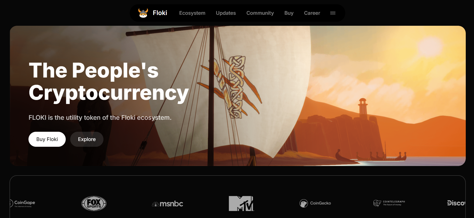 FLOKI homepage - games and NFT ecosystem, a meme coin that will explode in 2025