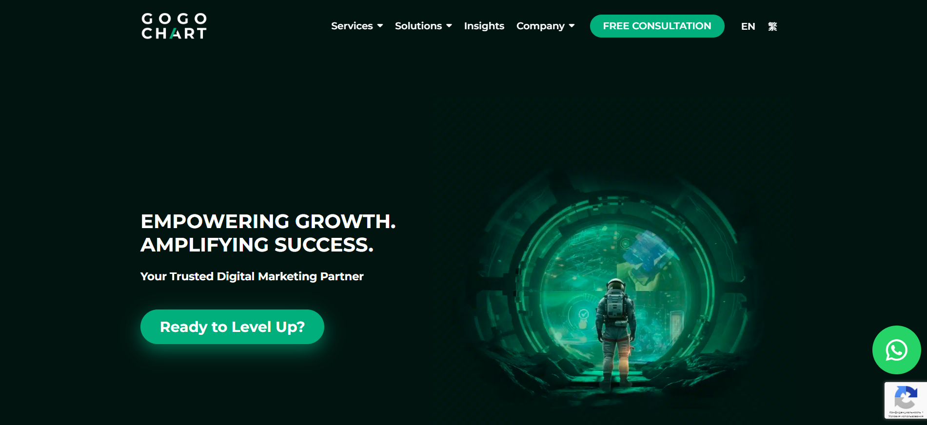 GoGoChart Web3 marketing division homepage highlighting performance-driven crypto campaigns and conversion optimization for Hong Kong blockchain startups