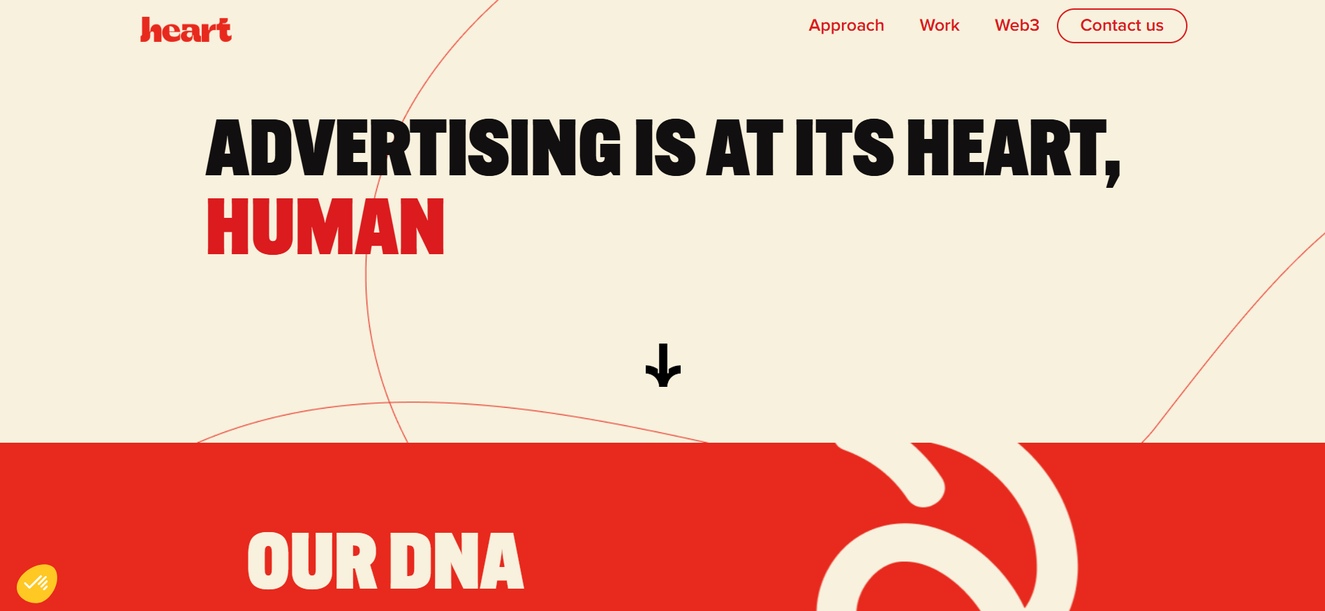 Heart Agency homepage displaying authentic Web3 branding and emotional storytelling services from Toronto's best crypto marketing agency in Canada