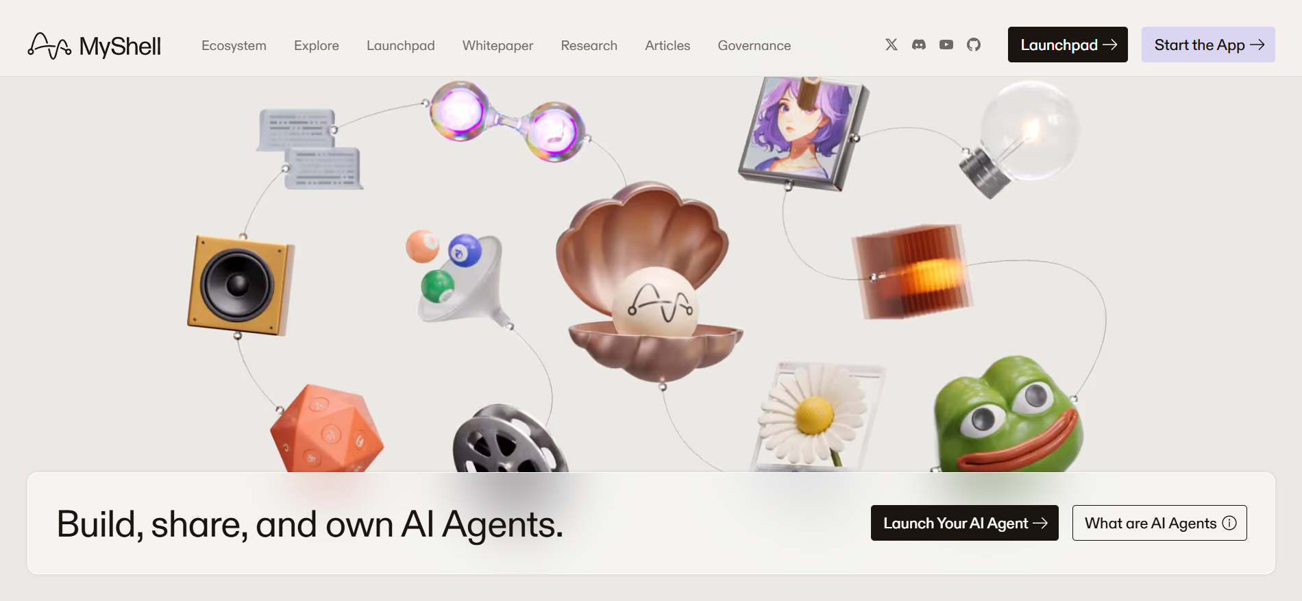 MyShell AI agent creation platform with no-code tools, top ai crypto coins 2025