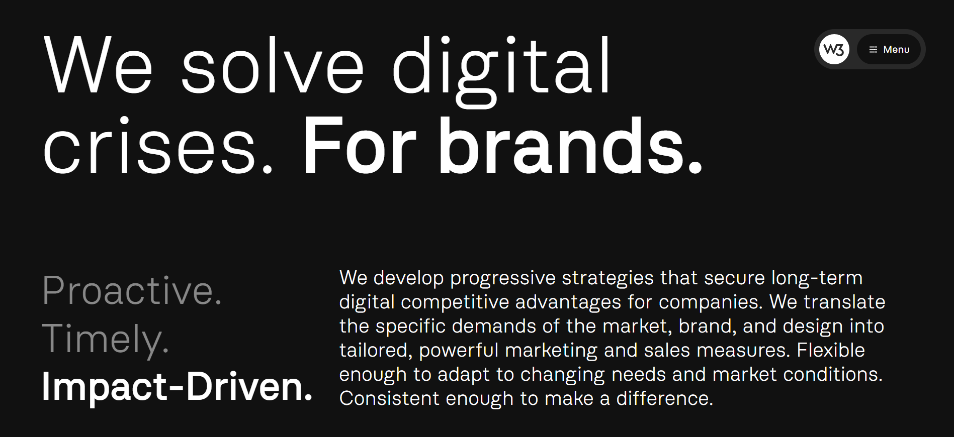W3 Digital Brands website featuring digital-Web3 integration, brand innovation services, and traditional-crypto bridge positioning as creative best crypto marketing agency in Germany