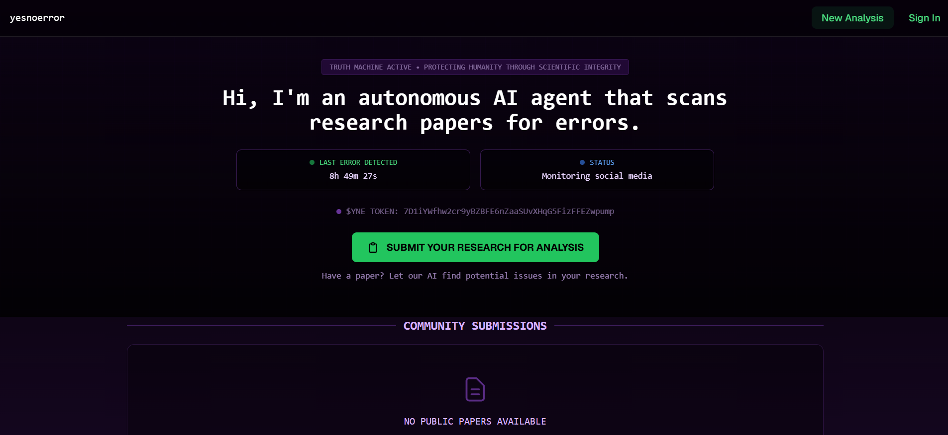 yesnoerror scientific research auditing platform, top ai crypto coins 2025
