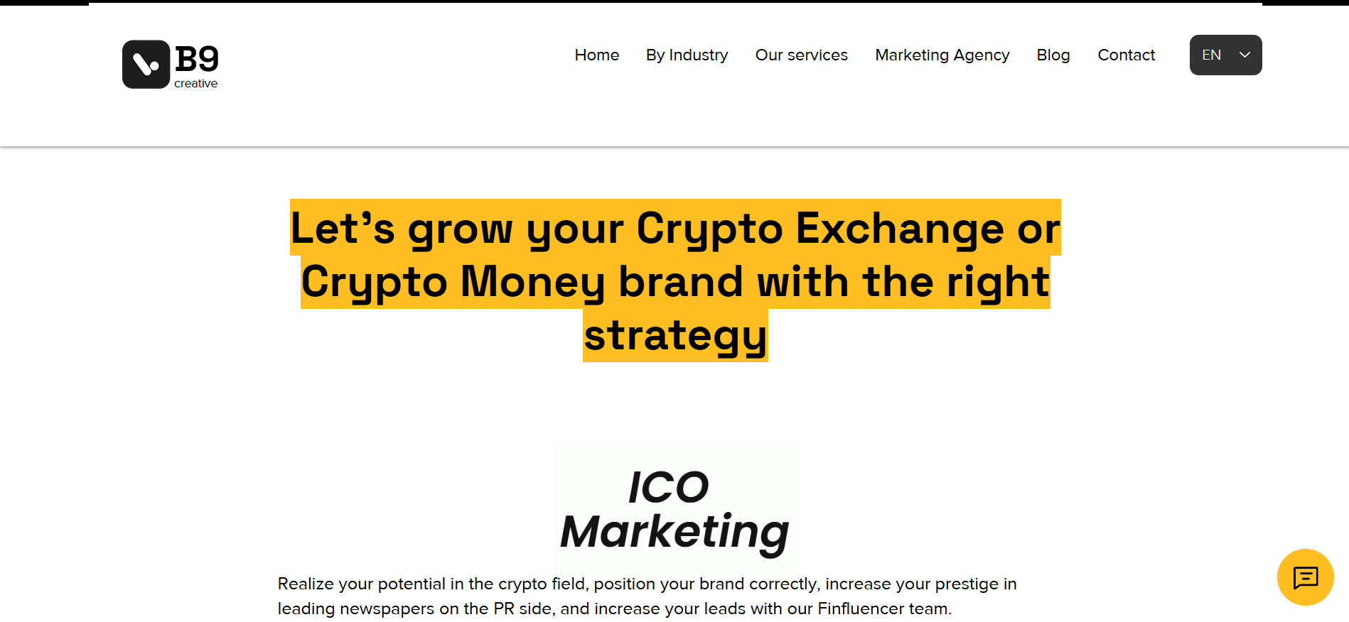 B9 Creative homepage corporate bridge builder best marketing for crypto traditional Web3 integration