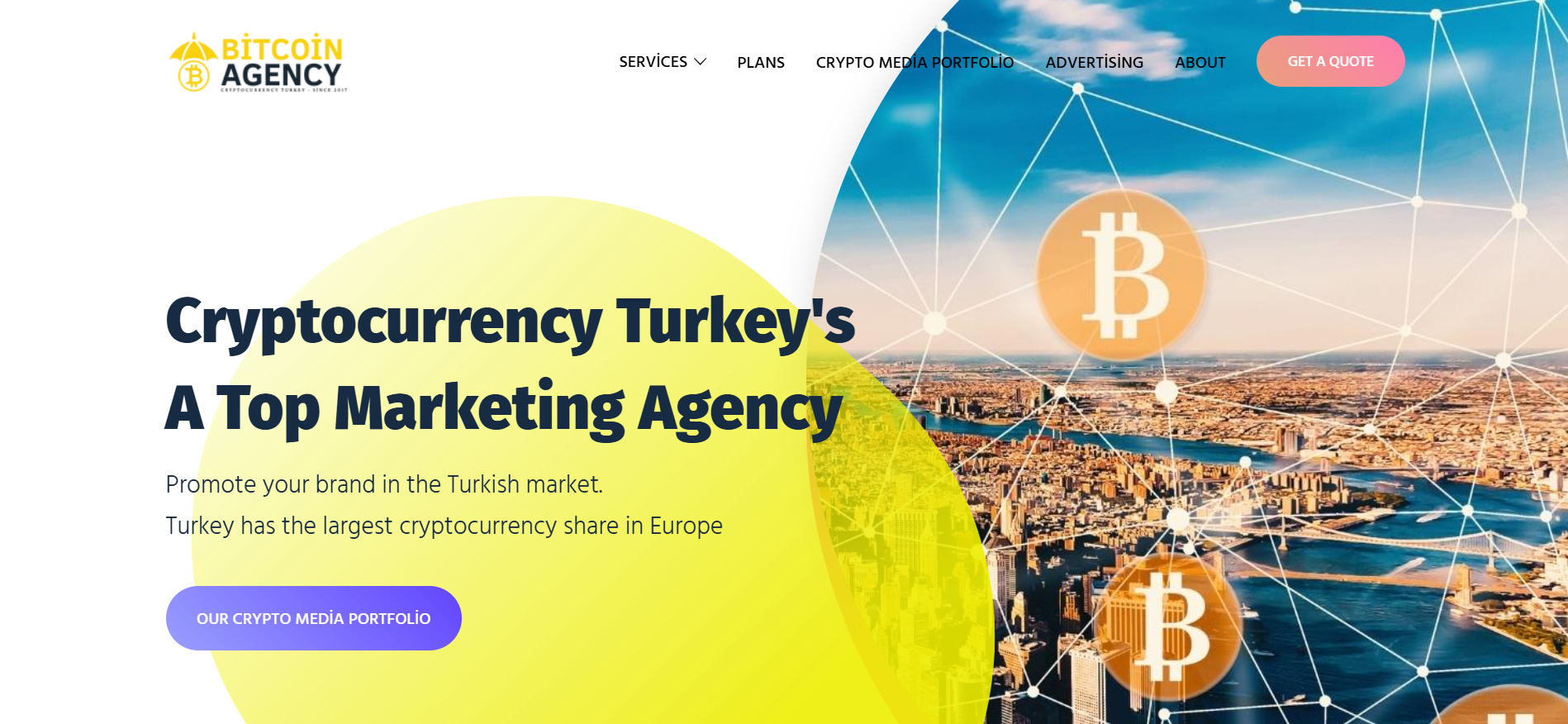 Bitcoin Agency homepage media marketing hybrid best crypto company Turkish market expertise