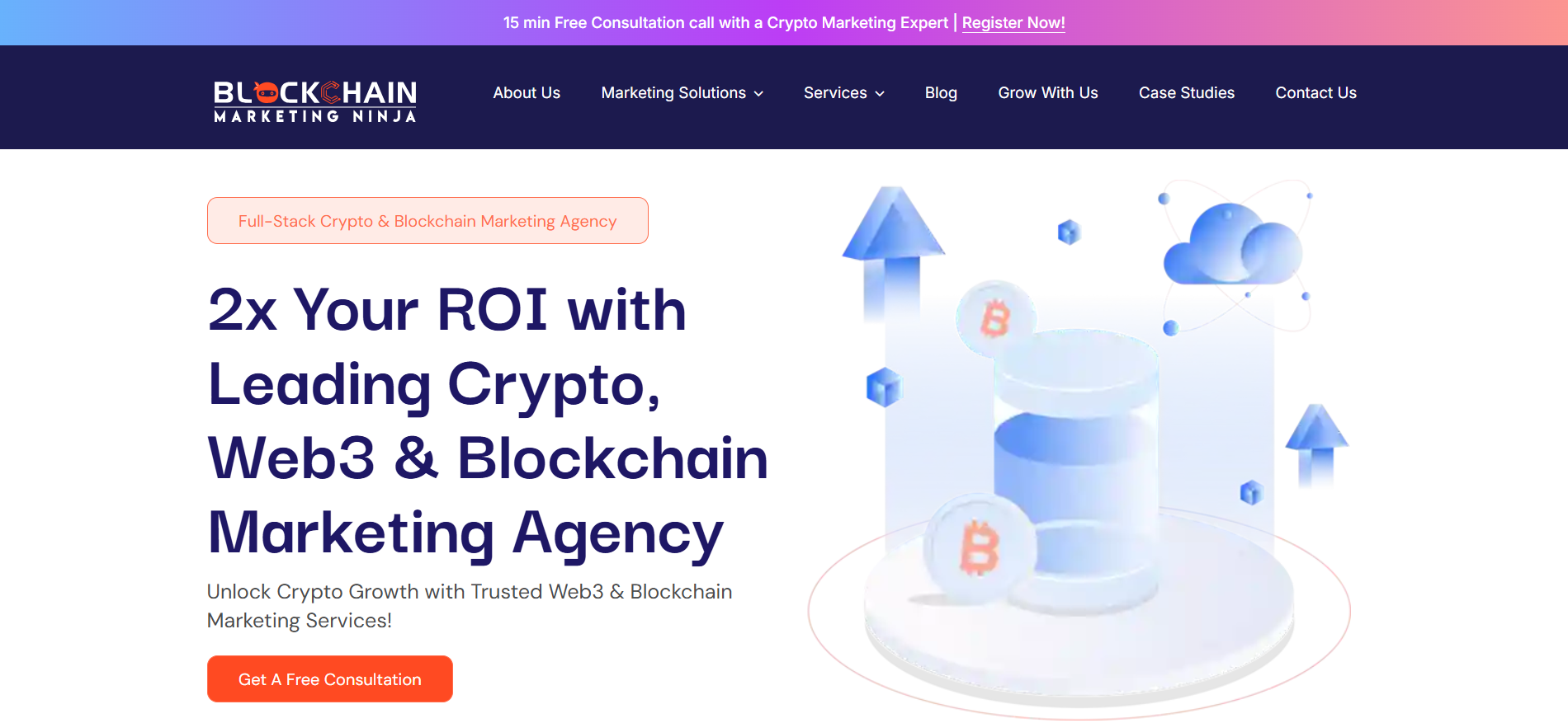Best crypto marketing agency in UAE Blockchain Marketing Ninja multi-regional homepage