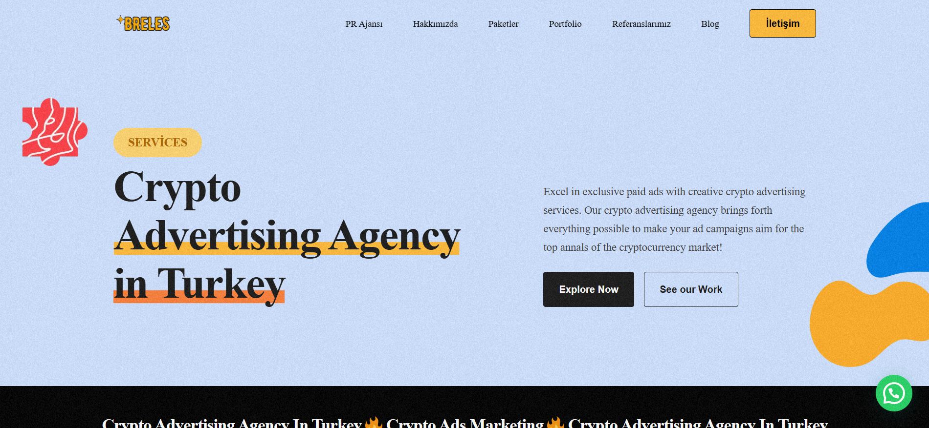 Breles homepage specialized crypto advertising services best marketing for crypto paid campaign focus