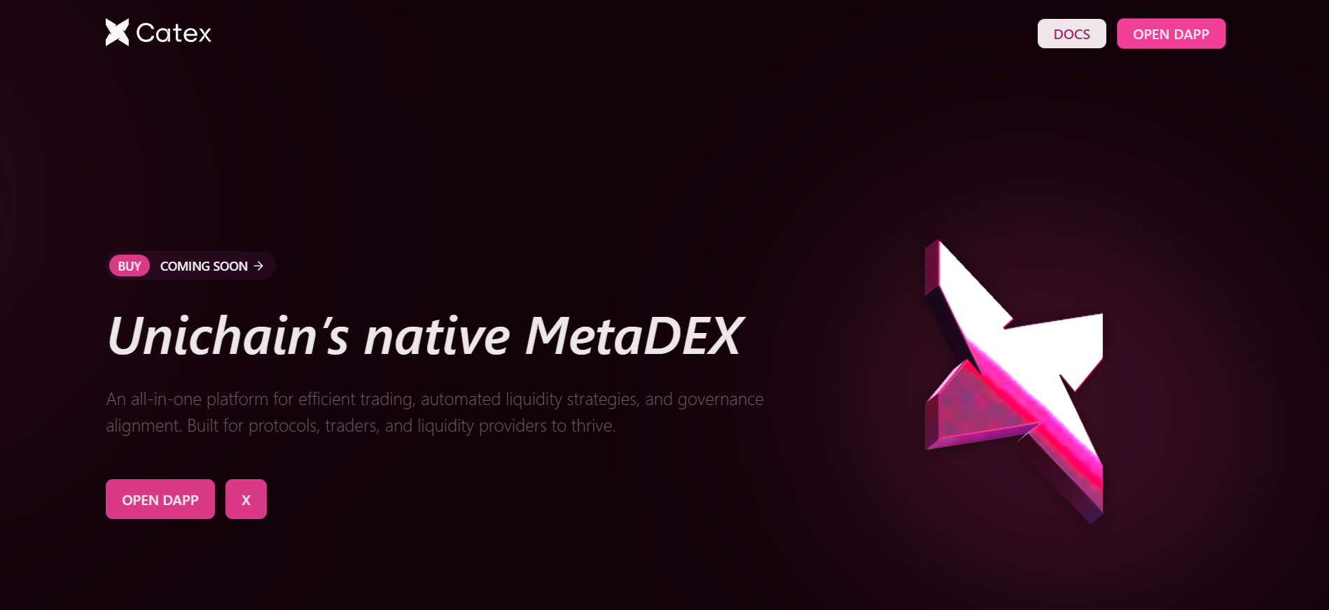 Catex DeFi platform homepage highlighting veToken model and advanced DEX tools, included in the best crypto presales in July and presale crypto list