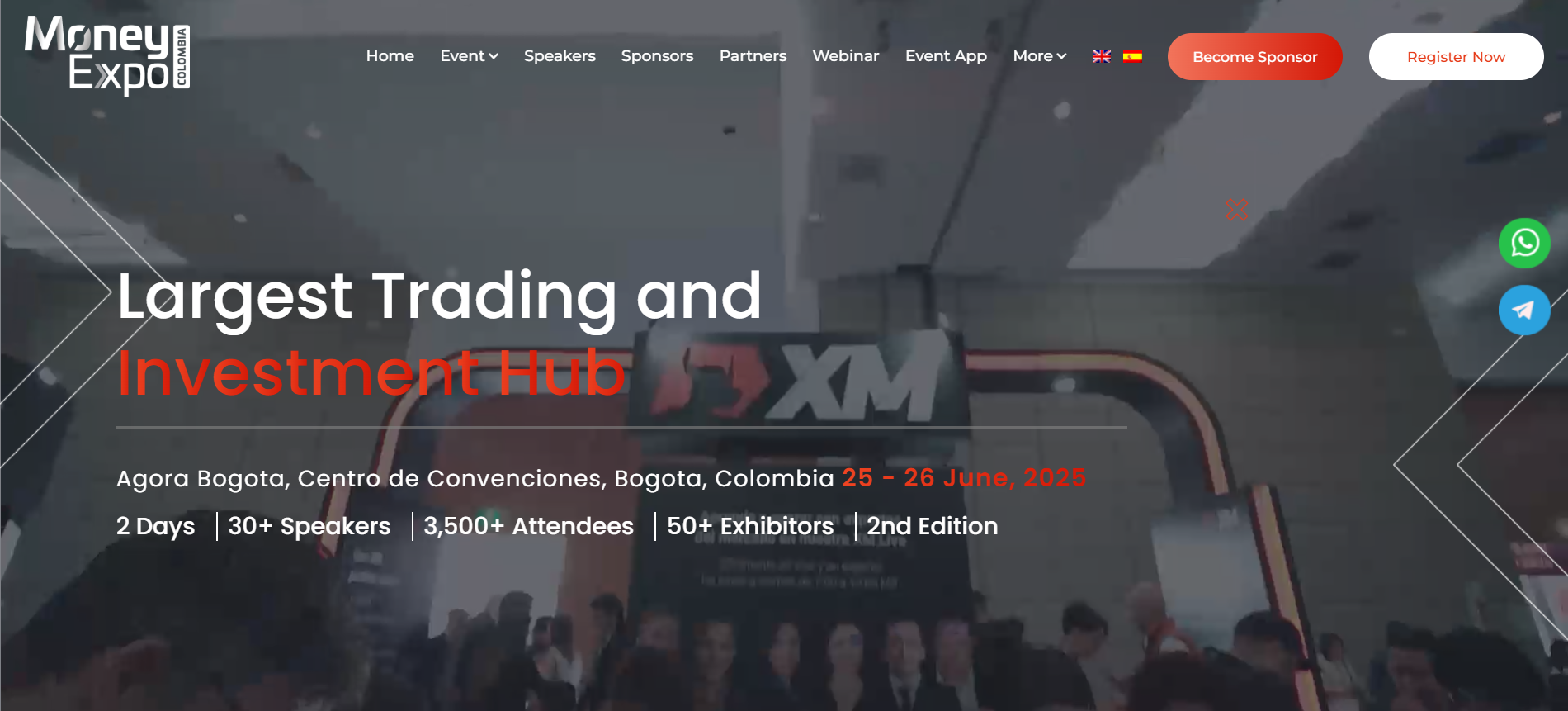 Money Expo Colombia 2025 highlighting Latin America's premier fintech and crypto event with Bogotá venue, June 25–26 dates, and focus on AI in trading, blockchain, and regional innovation—making it a top local crypto event for cross-border networking and market growth.
