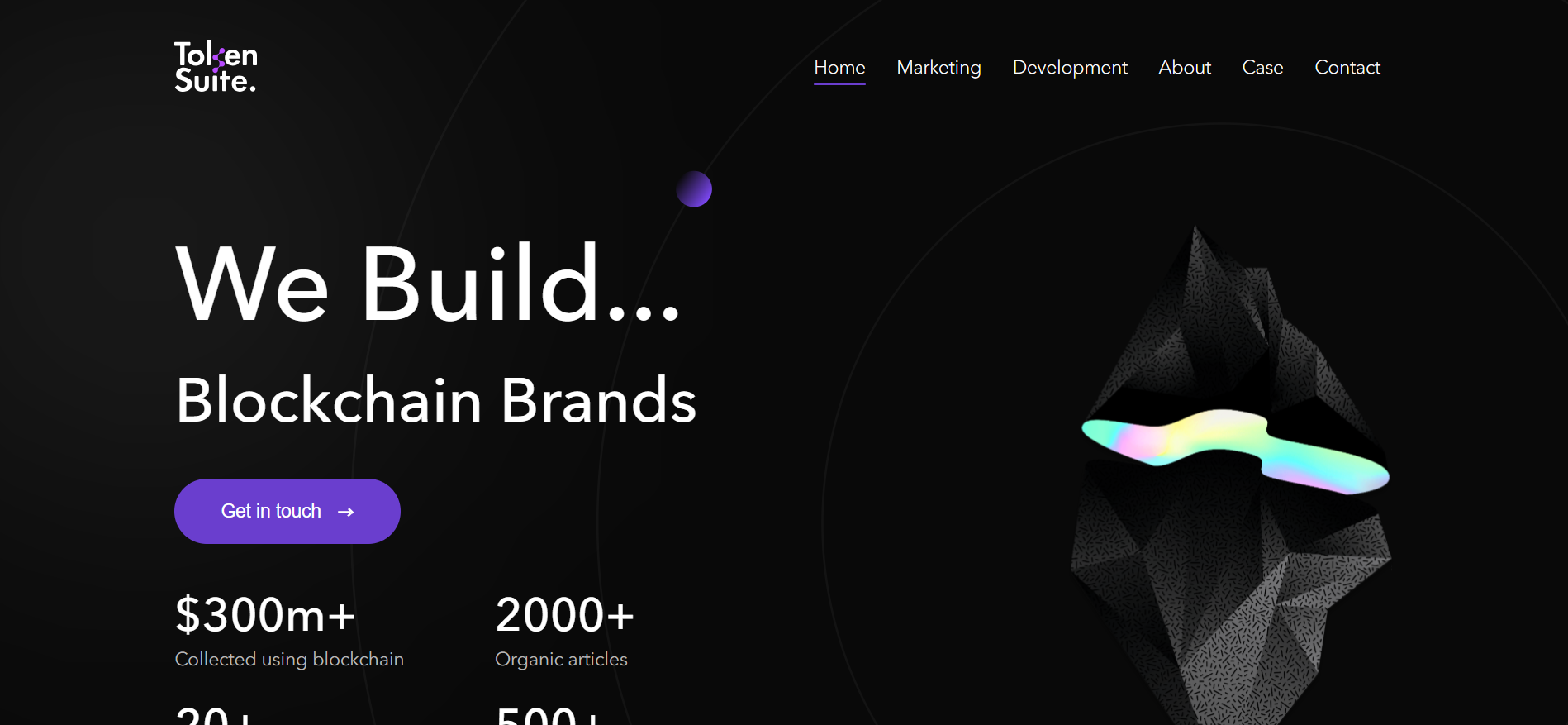 TokenSuite homepage displaying comprehensive blockchain marketing solutions as the best crypto marketing agency in latam