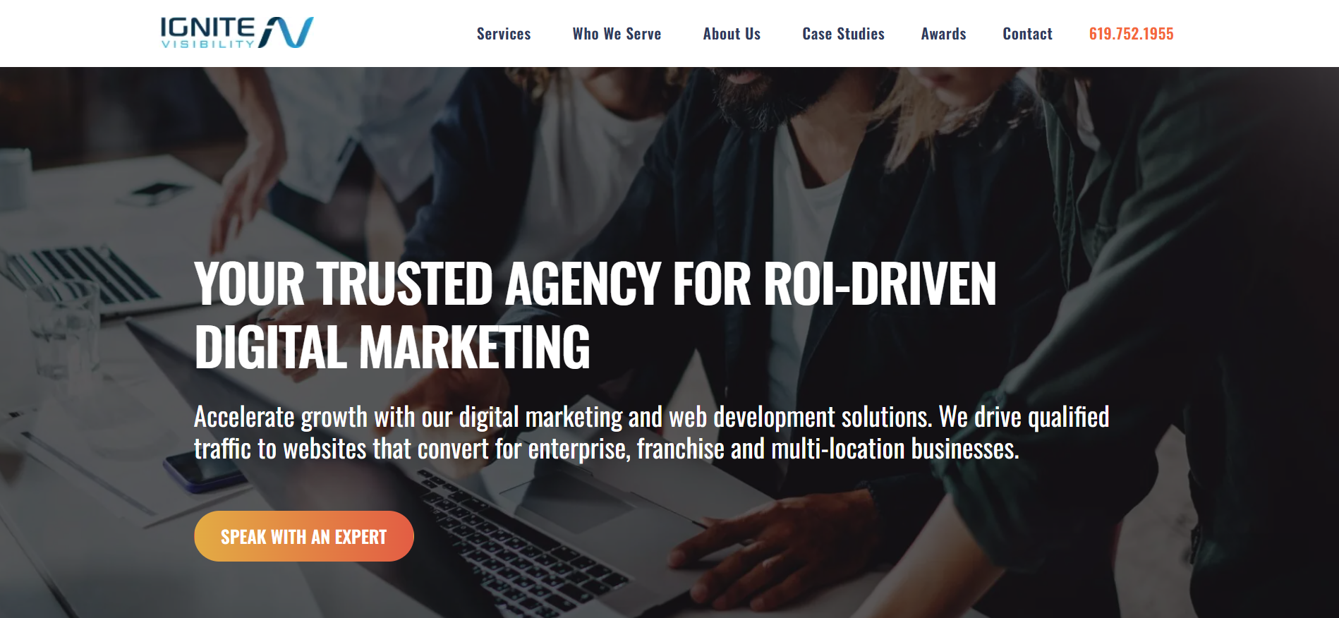 Ignite Vsibility Enterprise digital marketing homepage showcasing RevenueCloudFX platform and Best Generative Engine Optimization Company for AI Visibility services
