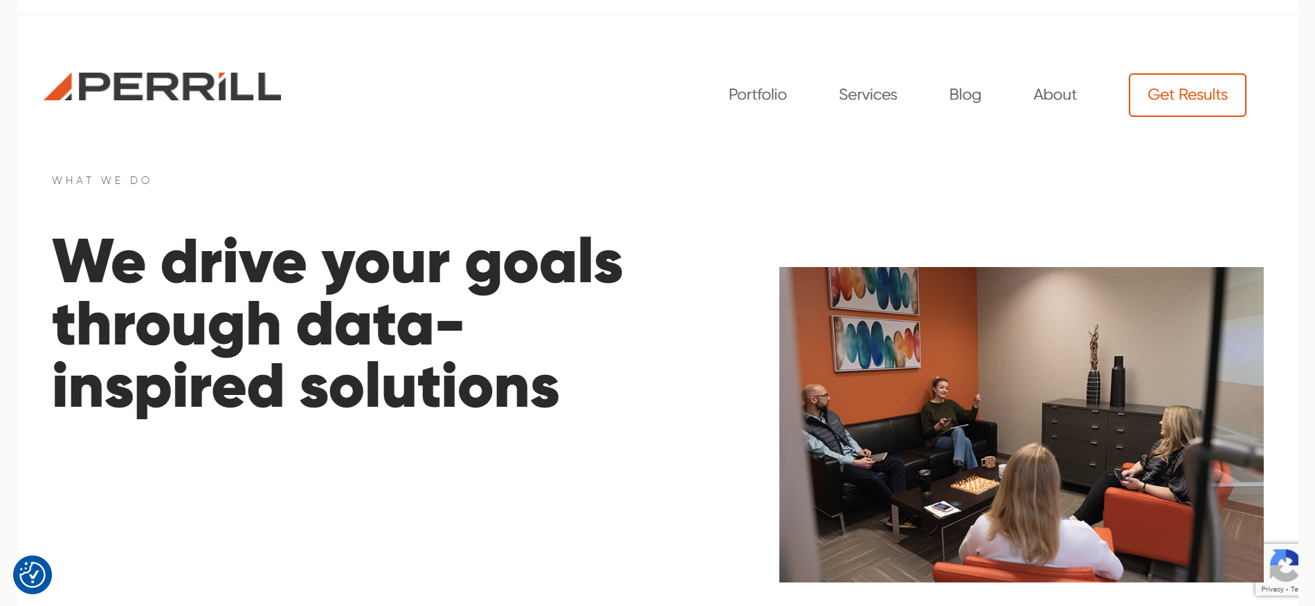 Perrill - Minneapolis digital agency homepage showcasing 25 years experience and Best Generative Engine Optimization Company for AI Visibility integration