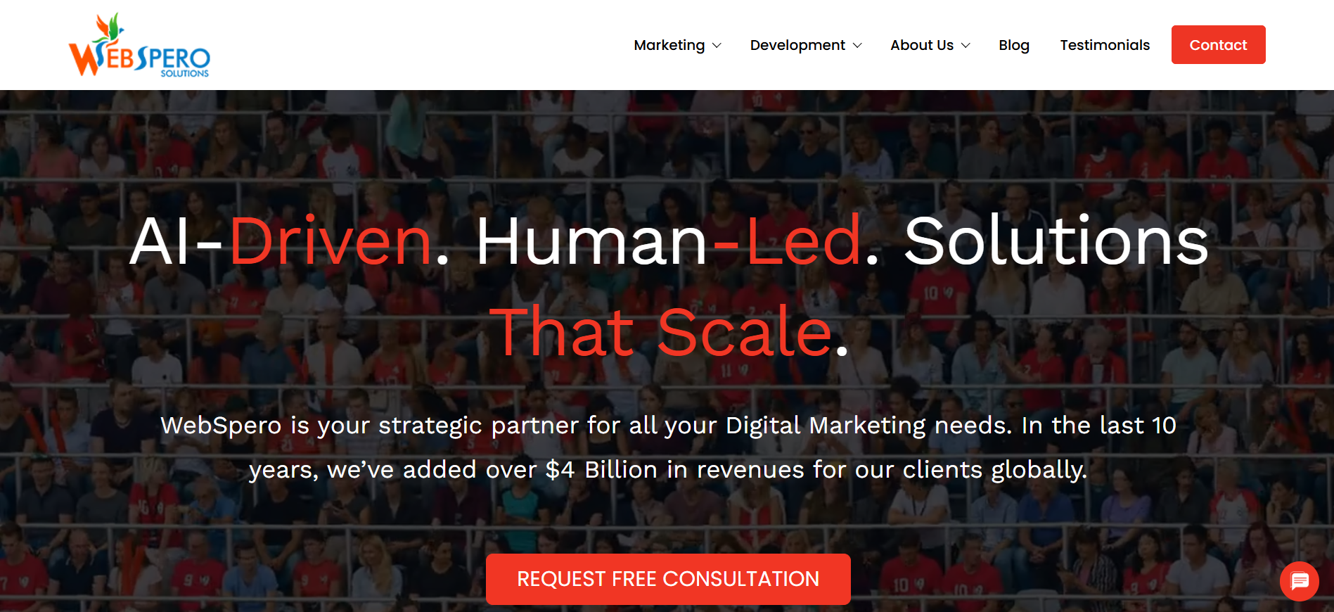 WebSpero Solutions - Global SEO agency homepage demonstrating comprehensive Best Generative Engine Optimization Company for AI Visibility solutions since 2020
