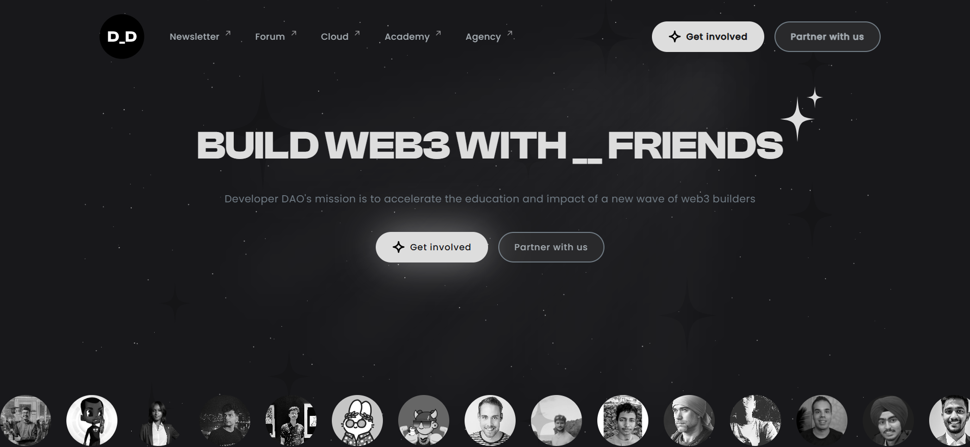 Plateforme DAO de développeurs présentant un réseau mondial de 5 000 développeurs et concepteurs Web3, les meilleures communautés cryptographiques à suivre pour le recrutement de talents techniques.