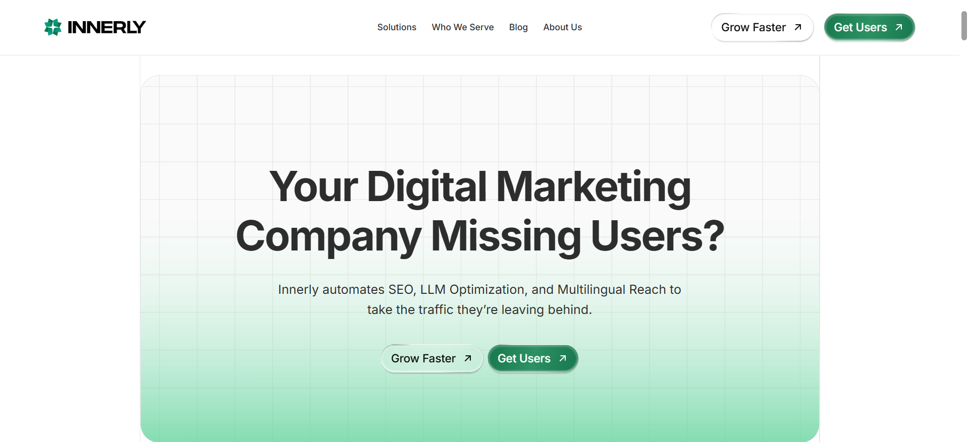 Innerly automated marketing platform interface displaying AI-powered crypto content generation across 170 languages as best AI optimization agency for DeFi.