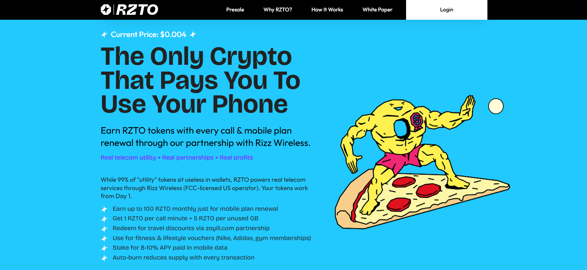 RZTO 主页为最佳加密货币 ICO 投资者展示 DePIN 解决方案技术。