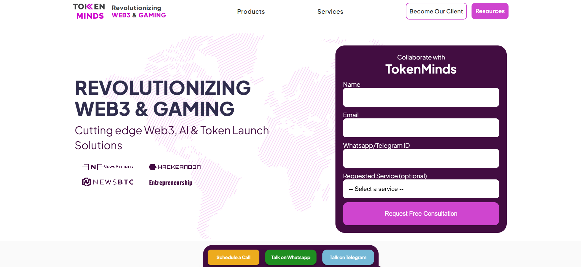 TokenMinds Singapore Web3 marketing agency homepage featuring smart contract development and AI-enhanced campaigns as best AI optimization agency for blockchain projects.