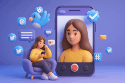 Illustration of a Web3 founder engaging with Crypto Twitter influencers on mobile, surrounded by hashtags, likes, and tweets.