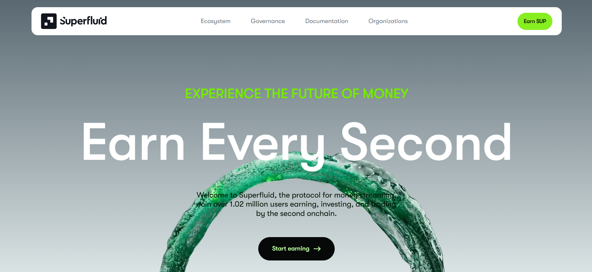 Superfluid homepage showcasing programmable cashflow protocol with continuous payment streaming technology, featured as best crypto presale September 2025 for DeFi innovation.