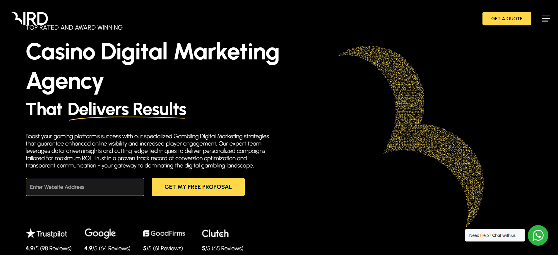 Bird Marketing interface featuring programmatic gambling advertising and comprehensive casino SEO services.
