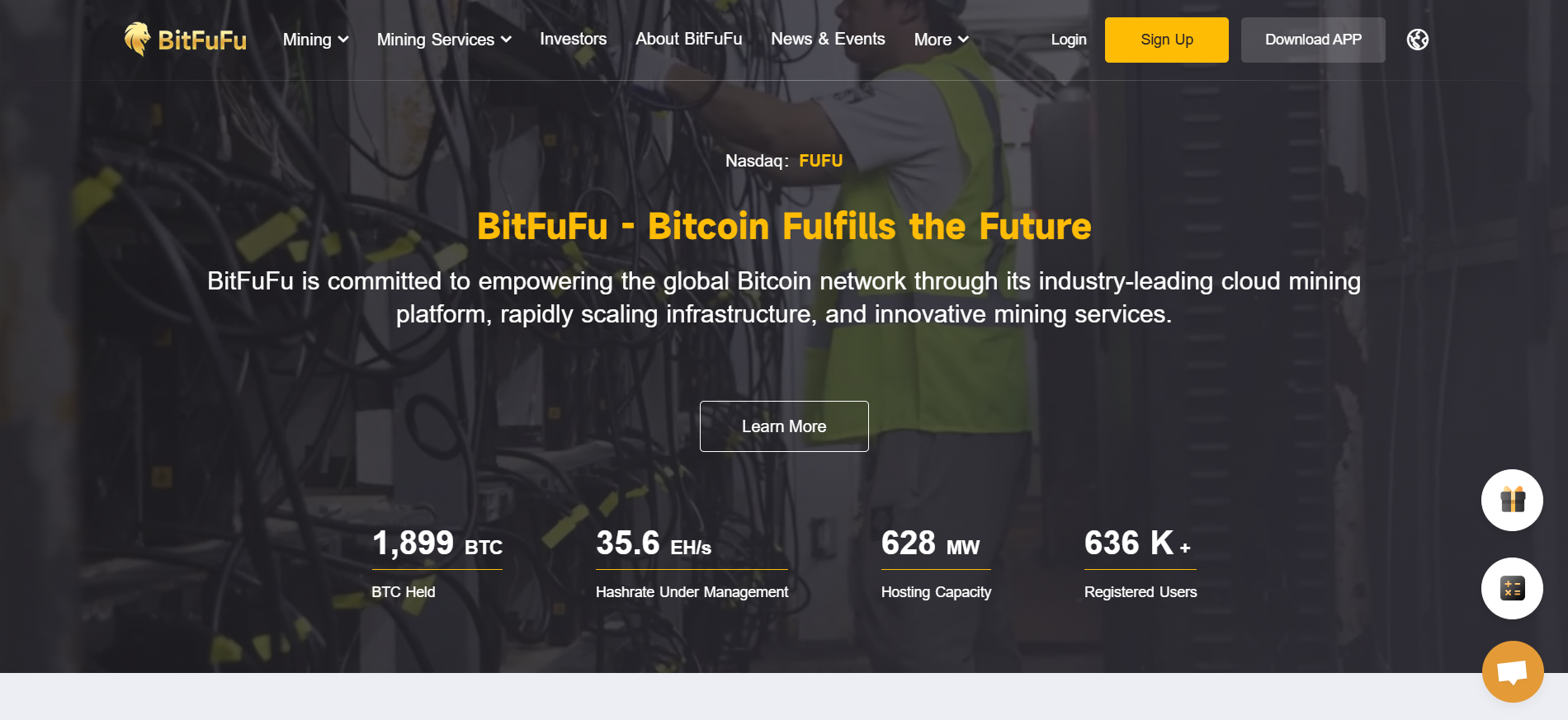 2025년 최고의 클라우드 마이닝 플랫폼 중 Bitmain의 지원을 받는 BitFuFu 나스닥 상장 기관용 클라우드 마이닝 플랫폼.