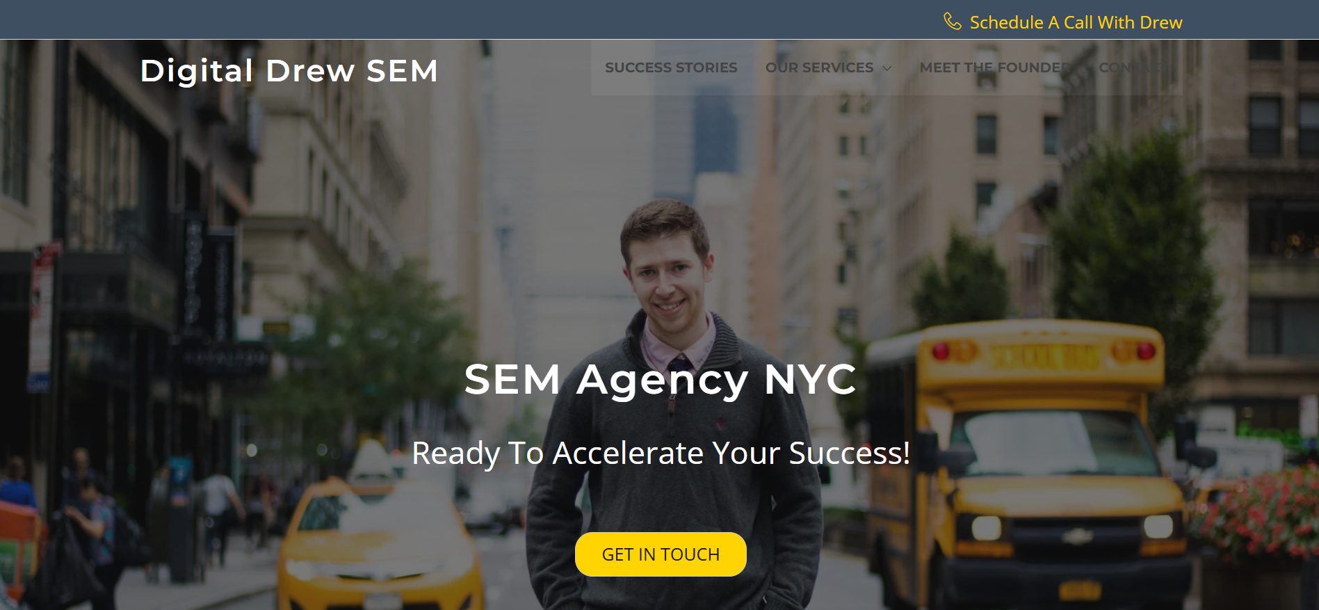 Digital Drew SEM site web affichant des stratégies de référencement local NYC et des services d'optimisation transparents de la part d'une société de référencement new yorkaise de confiance.