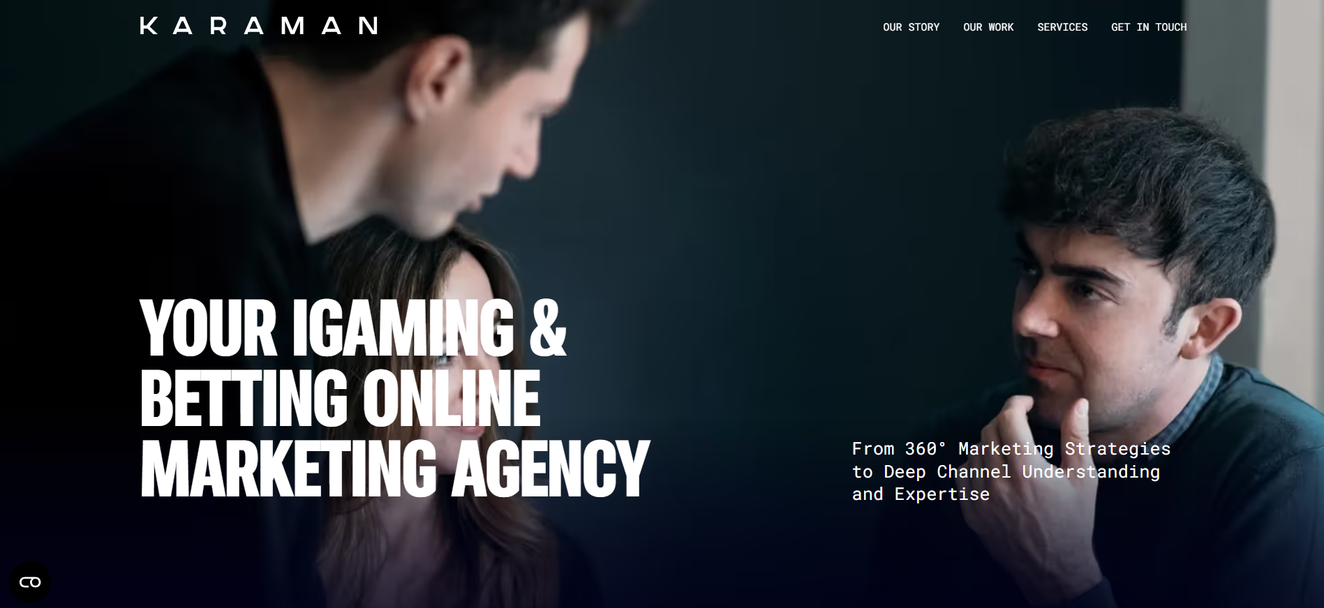 KARAMAN Digital platform showcasing affiliate marketing management and gambling advertising solutions.