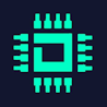Bitcoin mining technology microchip icon representing crypto mining hardware and blockchain infrastructure.