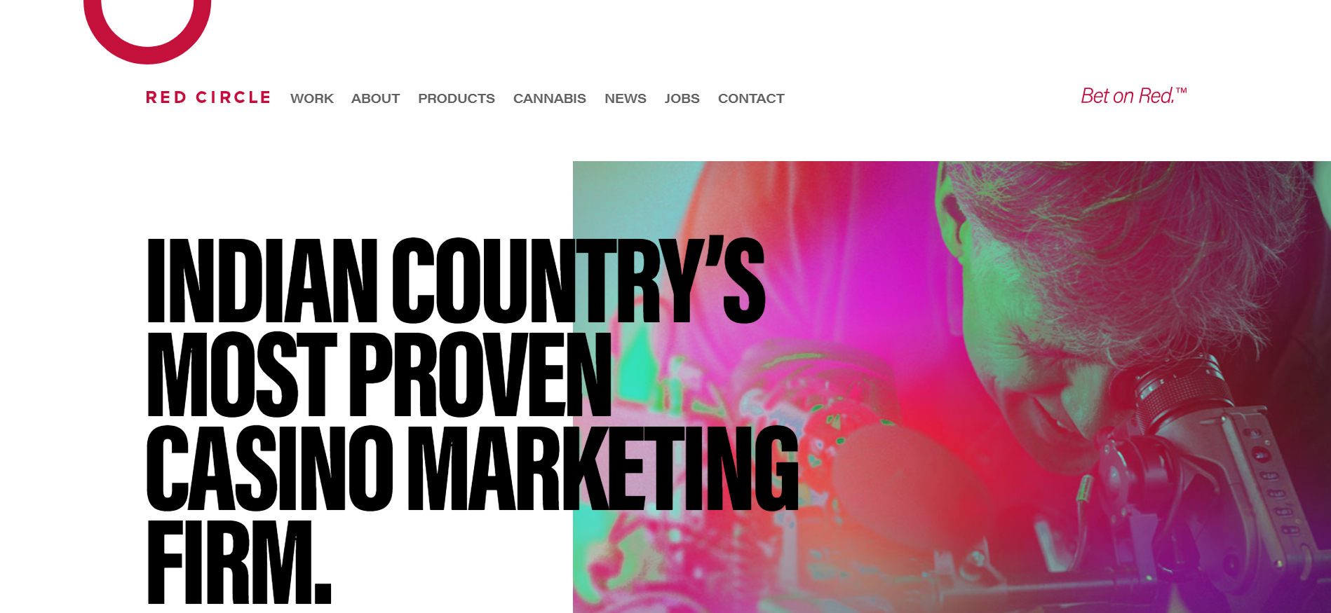 Red Circle Agency interface displaying tribal casino marketing services and data-driven gambling campaigns.