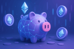 3D piggy bank with blockchain network overlay and Ethereum symbols representing best crypto presales to invest in September 2025.