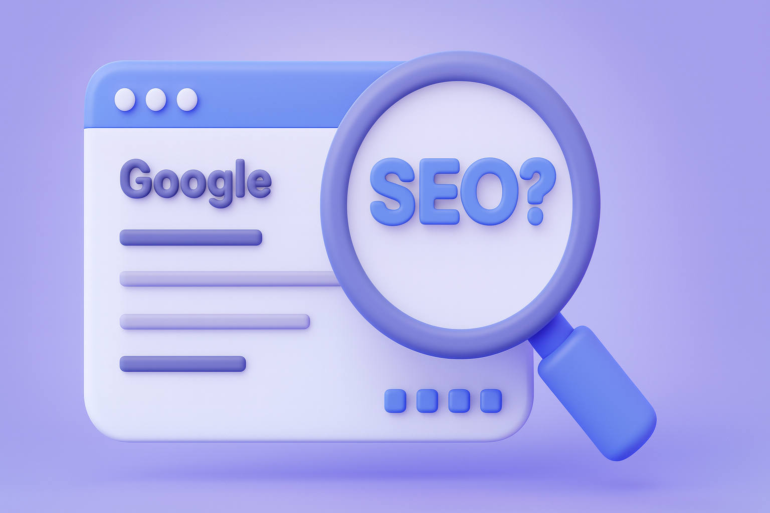 Interface de recherche Google avec une loupe mettant en évidence le point d'interrogation SEO représentant les services d'optimisation des moteurs de recherche des experts professionnels de la société SEO de New York.
