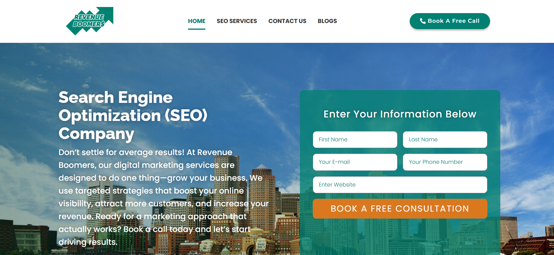Die Homepage von Revenue Boomers bietet skalierbare Krypto-SEO-Pakete mit GEO- und AEO-Diensten für Blockchain-Startups und Projekte mit begrenzten Marketingbudgets.