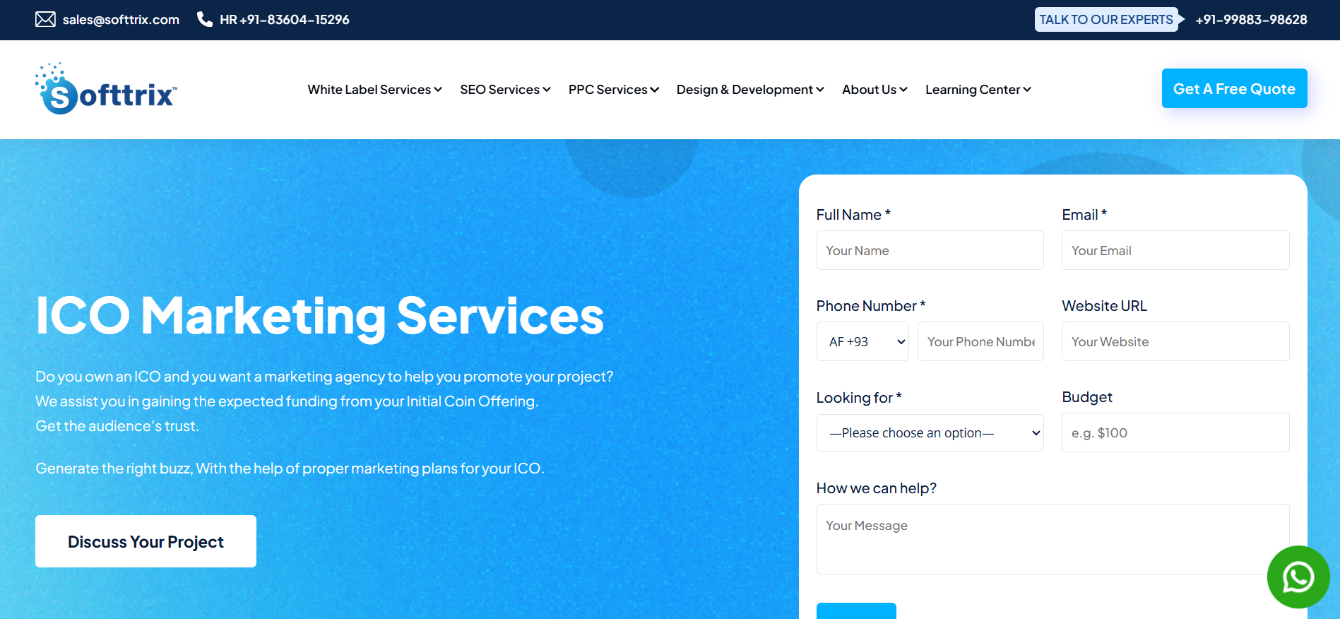 La página de inicio de Softtrix presenta servicios de diseño de sitios web y libros blancos asequibles como la mejor agencia de marketing de ICO de la India.
