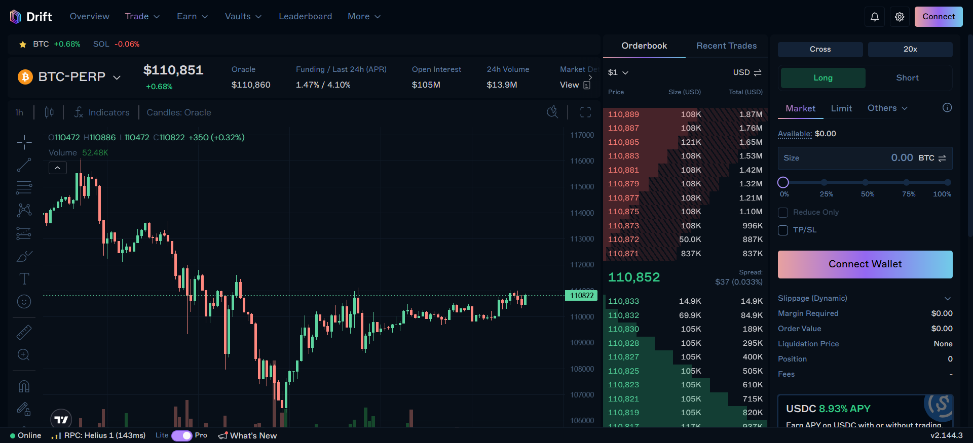 Drift Protocol Solana perpetual futures exchange offering cross-margin trading and DeFi super app features.