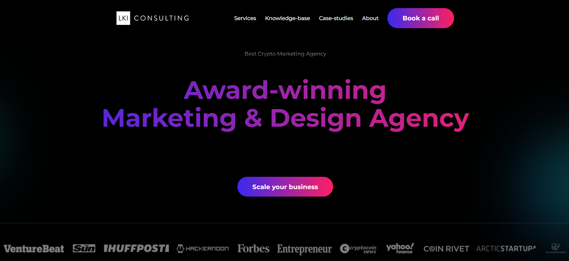 الصفحة الرئيسية لوكالة LKI الاستشارية المستقلة للتسويق التحليلي مع 252 مشروعًا منجزًا وخدمات إدارة KOL لبروتوكولات السوق المتوسطة.