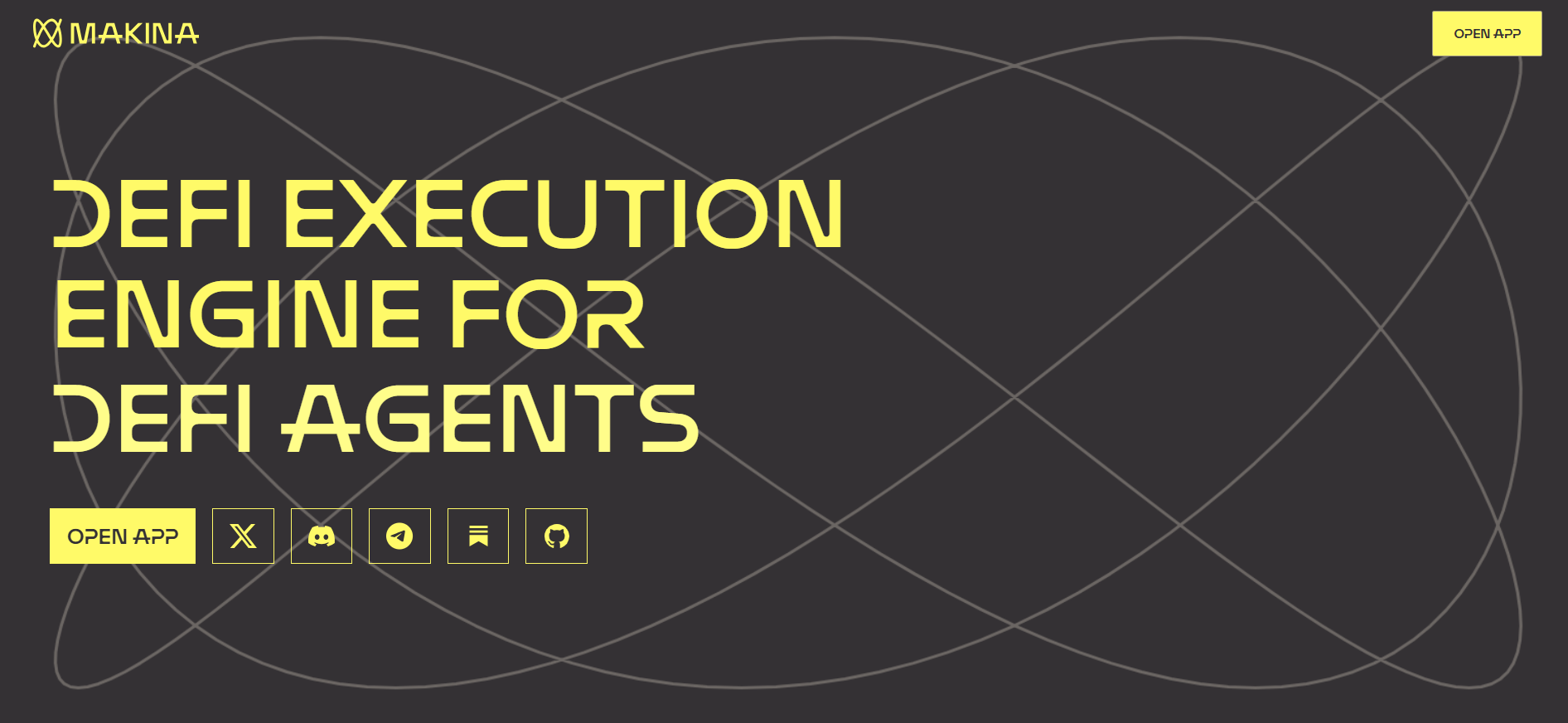 Makina Finance execution engine displaying automated yield strategies and AI agent integration for cryptocurrency investment opportunities.