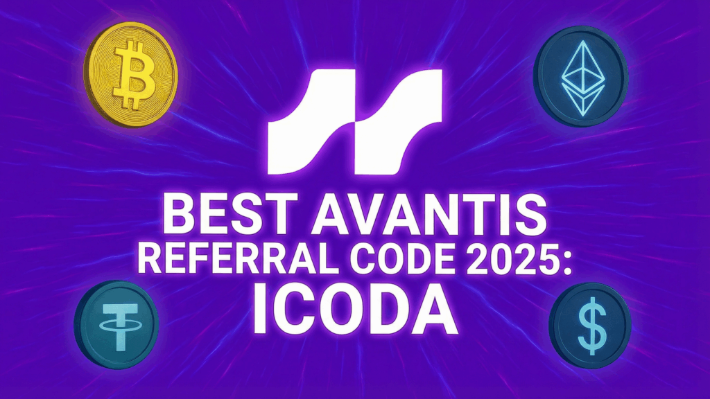 Best Avantis referral code 2025 ICODA - save up to 15% on trading fees for Bitcoin, Ethereum, and crypto derivatives on Base blockchain DEX.
