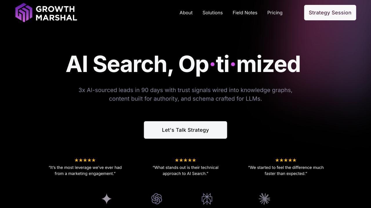 Growth Marshal 人工智能搜索优化平台提供权威驱动的内容和结构化数据,以提高法律硕士的知名度。