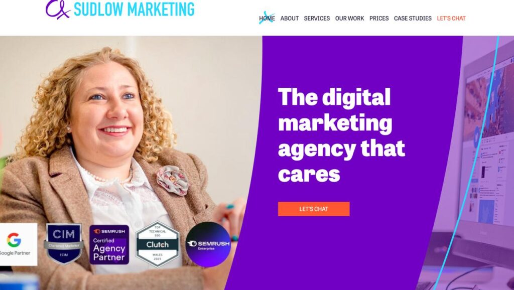 구글 파트너 및 SEMrush 인증을 받은 개인화된 디지털 마케팅 서비스를 강조하는 서드로우 마케팅 홈페이지