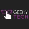 Geeky Tech logo with purple sunglasses icon