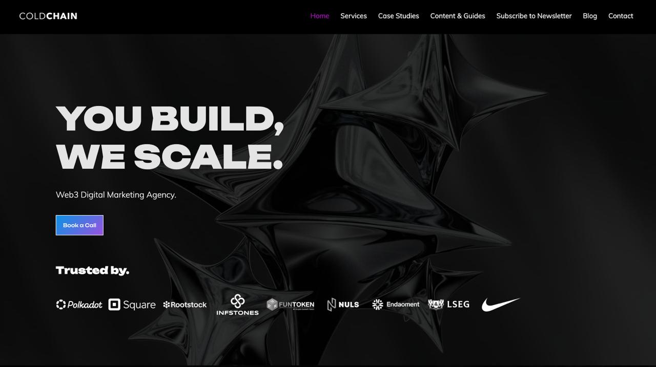 ColdChain Agencia página de inicio Web3 SEO LLMO blockchain DeFi marketing digital