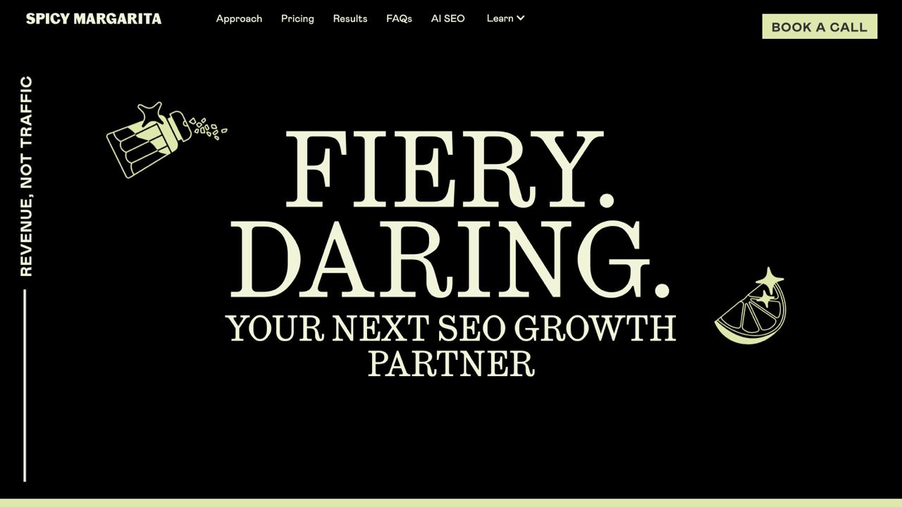 Spicy Margarita homepage bottom-funnel GEO agency revenue-focused AI SEO Londres