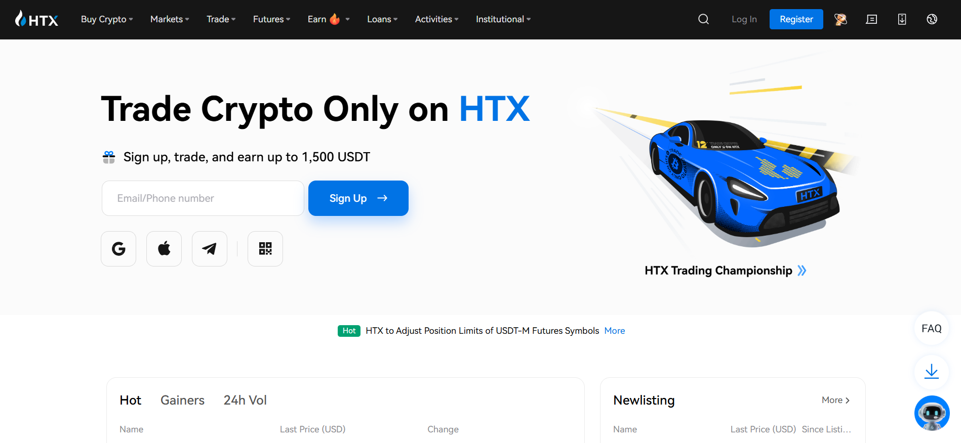 Homepage della piattaforma di trading HTX con integrazione dell'ecosistema TRON: il miglior exchange di criptovalute per opportunità ad alto rendimento.