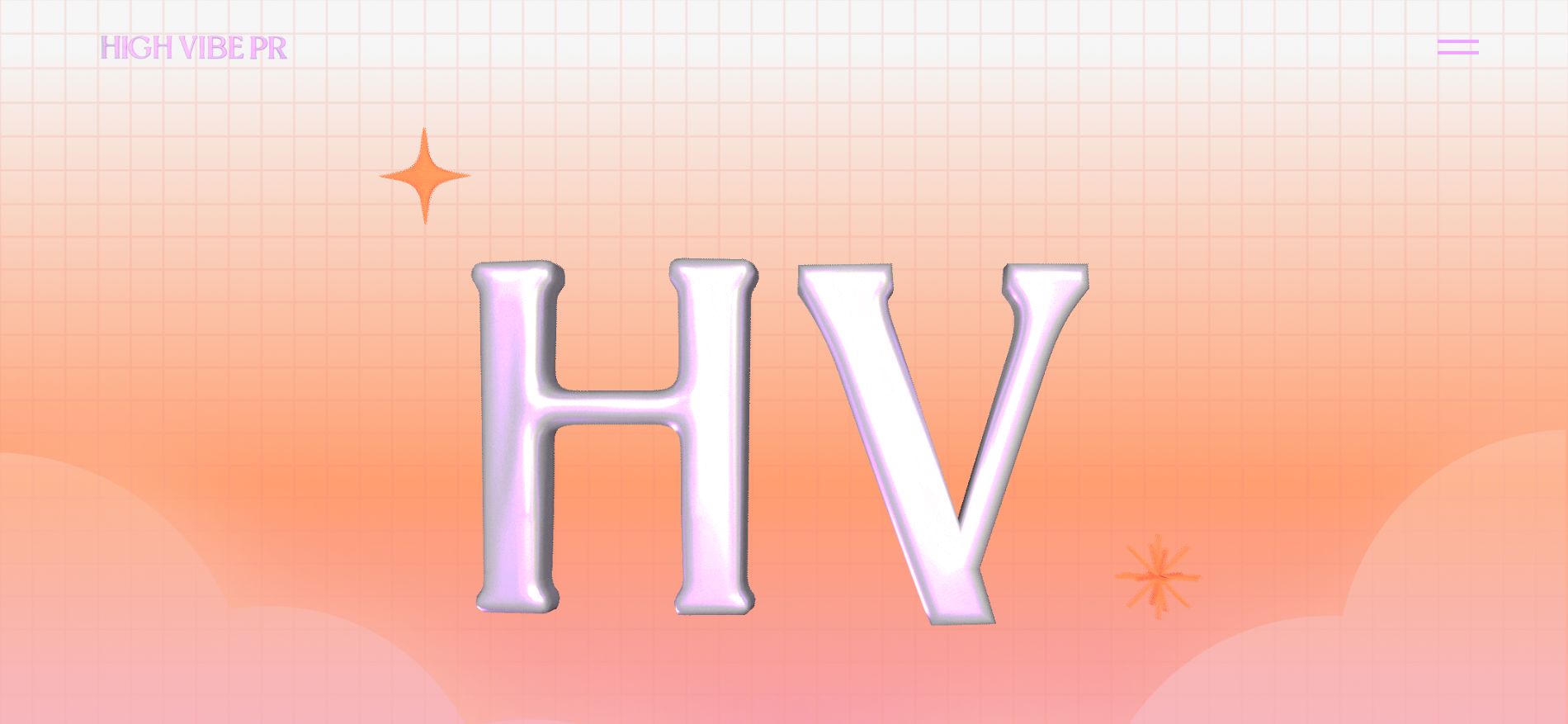 High Vibe PR homepage displaying crisis simulation training and blockchain PR services for gaming projects.