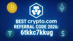 Promotional banner showing Crypto.com logo with text “Best Crypto.com Referral Code 2026.