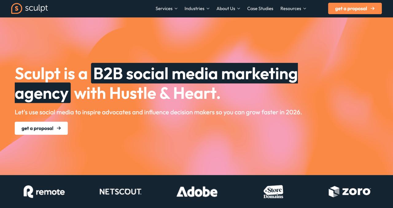 B2Bのredditマーケティング・エージェンシーの専門知識を紹介するスカルプト・ホームページ。