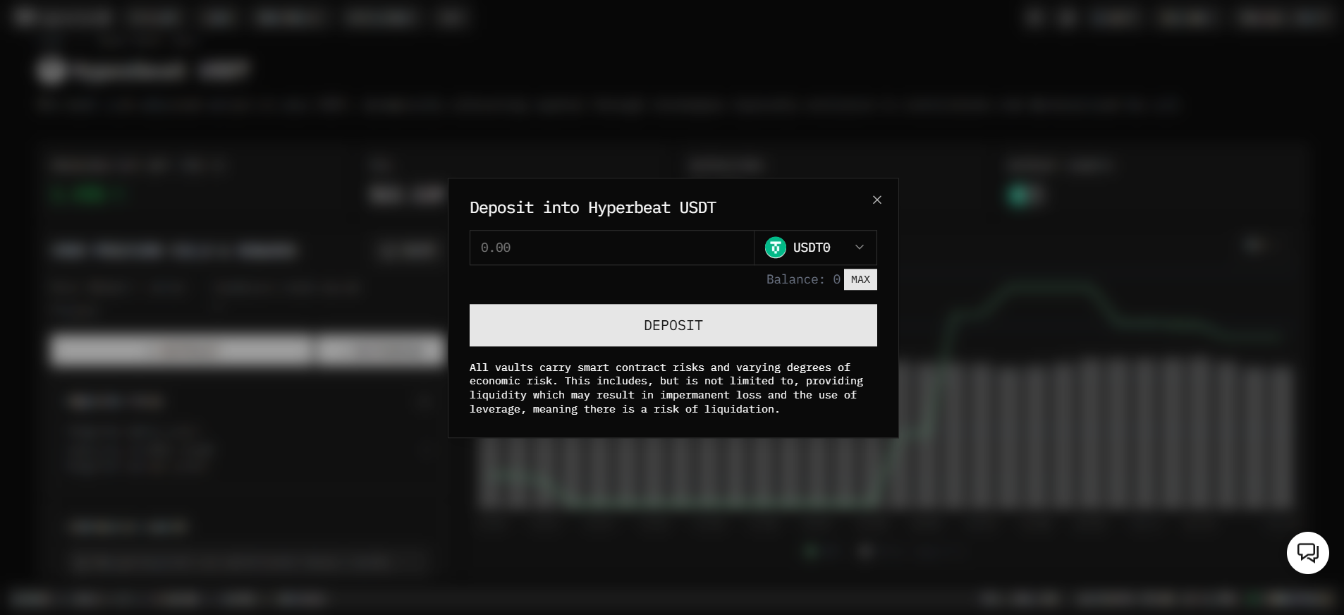 スマートコントラクトのリスク開示によるUSDT安定コインのイールドファーミングのためのハイパービート保管庫入金インターフェース。