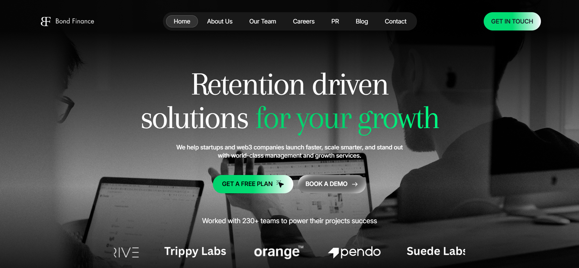 حلول النمو القائمة على الاستبقاء التي تقدمها شركة بوند فاينانس لمساعدة الشركات الناشئة في Web3 على التوسع من خلال خدمات استشارات التسويق الاستراتيجية.